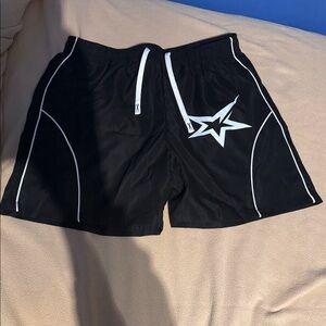 Men's Black Athletic Swim Shorts with White Star Accent